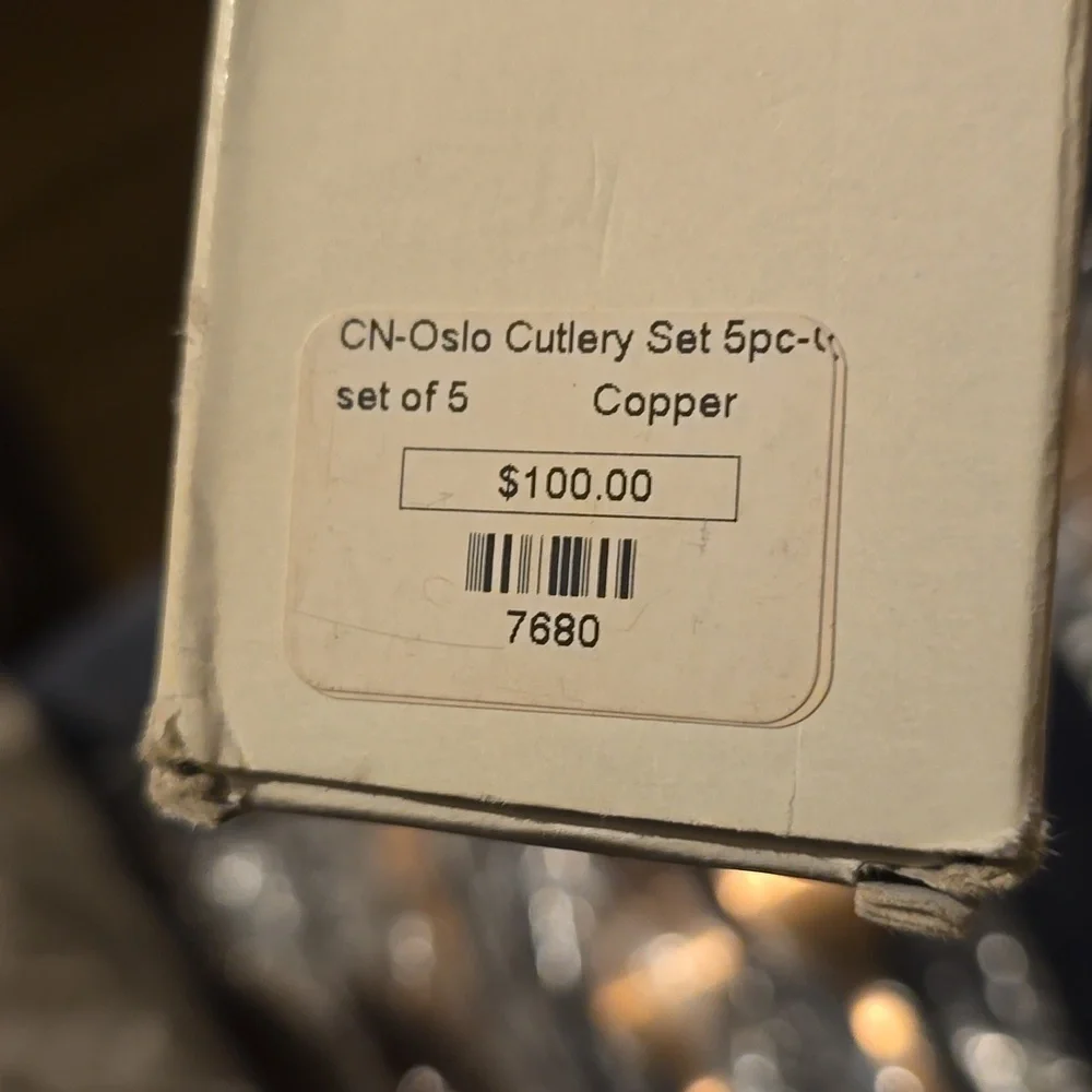 Oslo Cutlery 5 Pc Set in Matte Copper, Service For 1,  Retail Price $105.00US